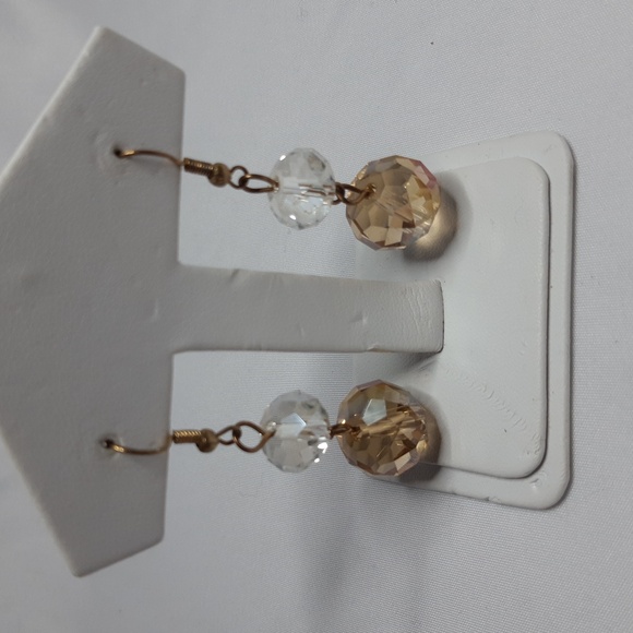 Peach and Clear Crystal Glass Earrings - Picture 1 of 3